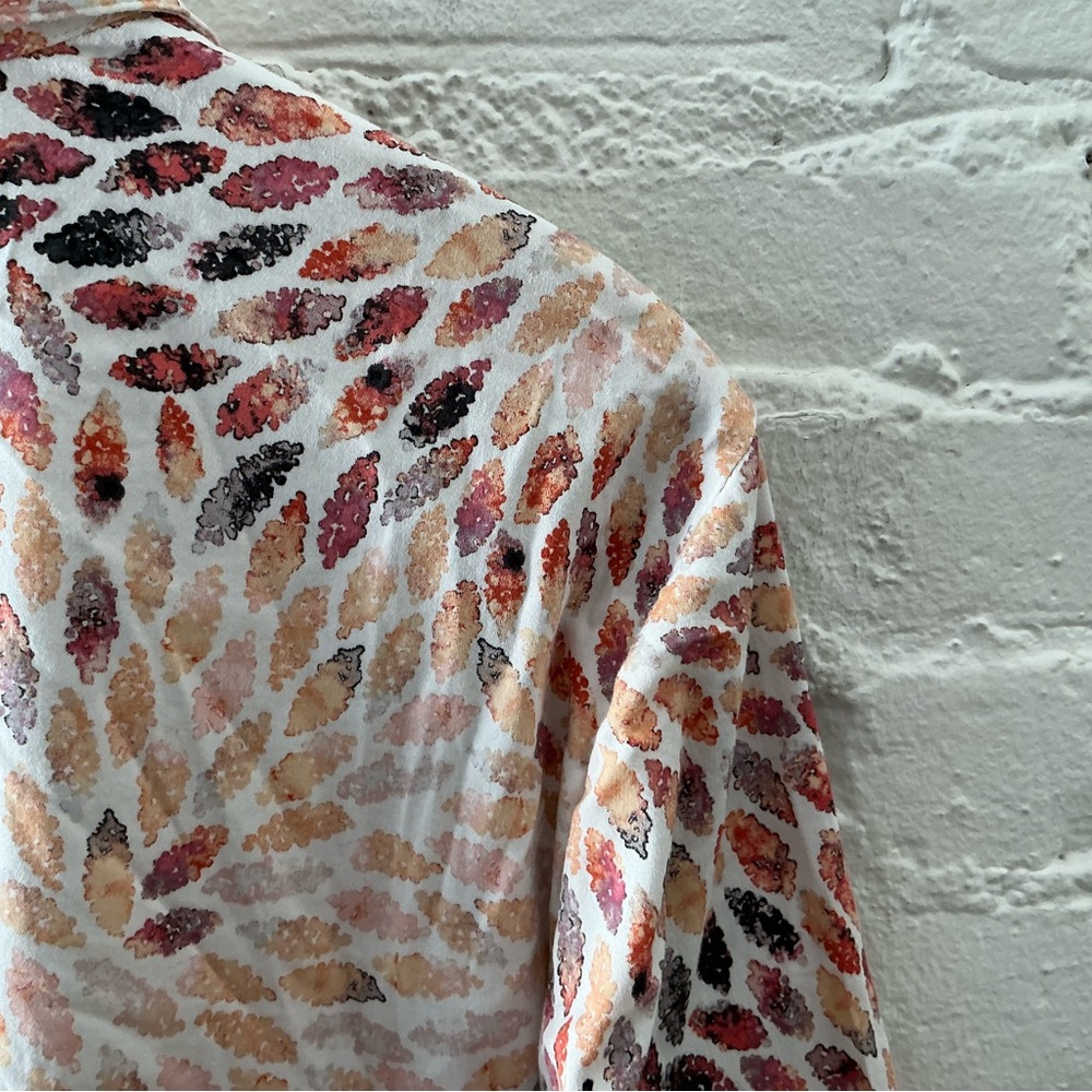 NIC+ZOE Multicolor Printed Button Up Tunic Top Stretch Cotton Pockets Lagenlook - Picture 12 of 15